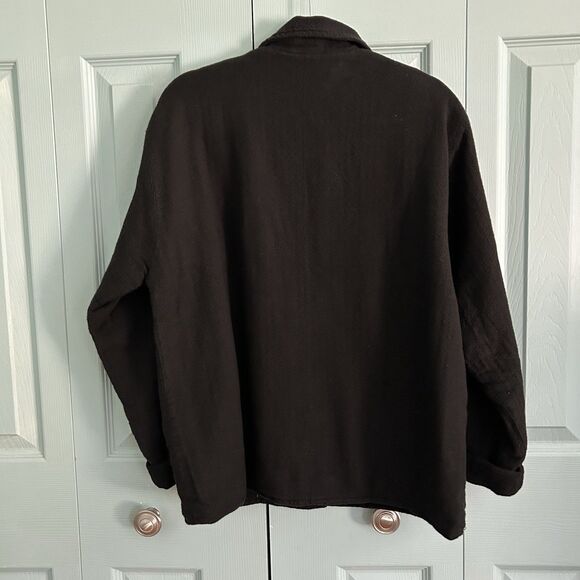El Huarache Womens Black Woven Cotton Blazer Jacket XS Boho Vtg Minimalist Basic - Picture 9 of 10